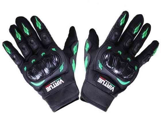Мотоперчатки всесезонные (короткие) полиэстер карбон на липучке зеленые Мукачево