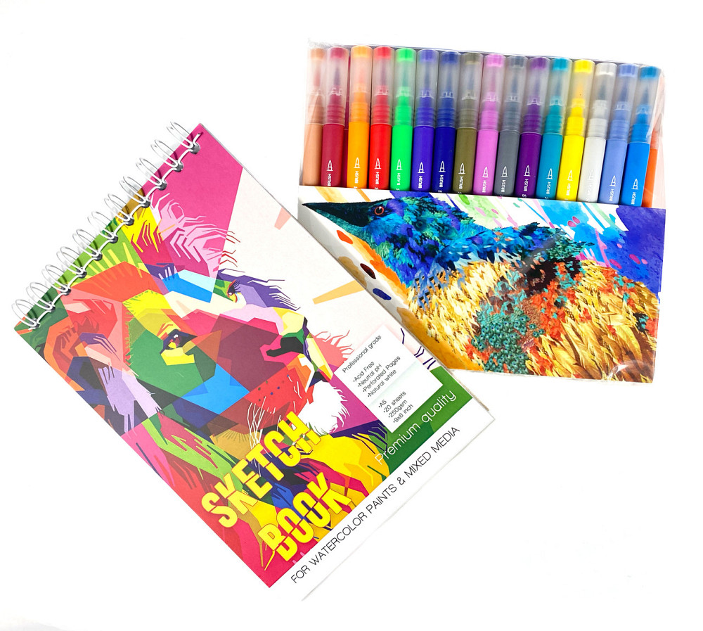 Набор маркеров с кистью Brush Markers Pens 31 цветов, двусторонние маркеры + Альбом для скетчинга в формате А5 Каменец-Подольский - изображение 4