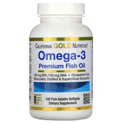 Жирні кислоти California Gold Nutrition Омега-3, риб'ячий жир преміальної якості, Omega-3, Premium F (MLI-00952) Вінниця