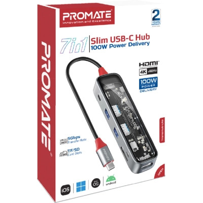 Концентратор Promate USB-C 7-in-1 Promate transhub-lite (transhub-lite) Вінниця - фото 9