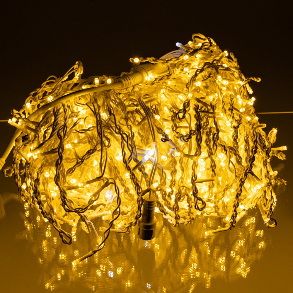 Гірлянда "Бахрома" 50 м, 600 LED, білий провід, жовте світло Київ - фото 6