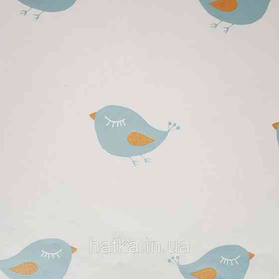 Шпалери флізелінові еко Decoprint 21106 Sweet Dreams дитячі птахи блакитні з жовтим на білому фоні 0,53x10,05 Київ