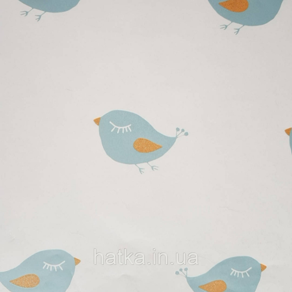 Шпалери флізелінові еко Decoprint 21106 Sweet Dreams дитячі птахи блакитні з жовтим на білому фоні 0,53x10,05 Київ - фото 2