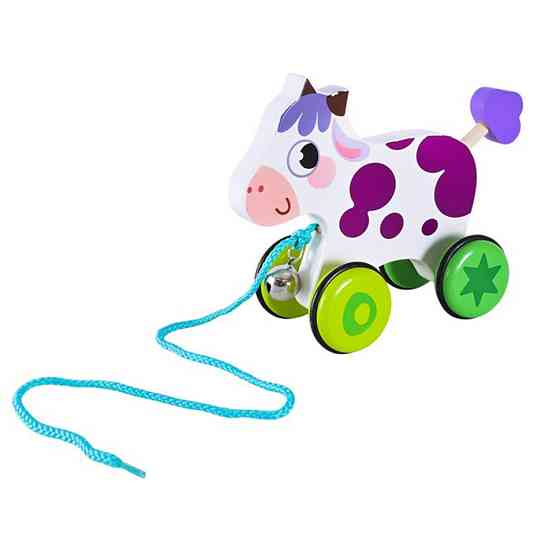 Дитяча дерев’яна каталочка "Корівка" C15030-6 на мотузці Вінниця