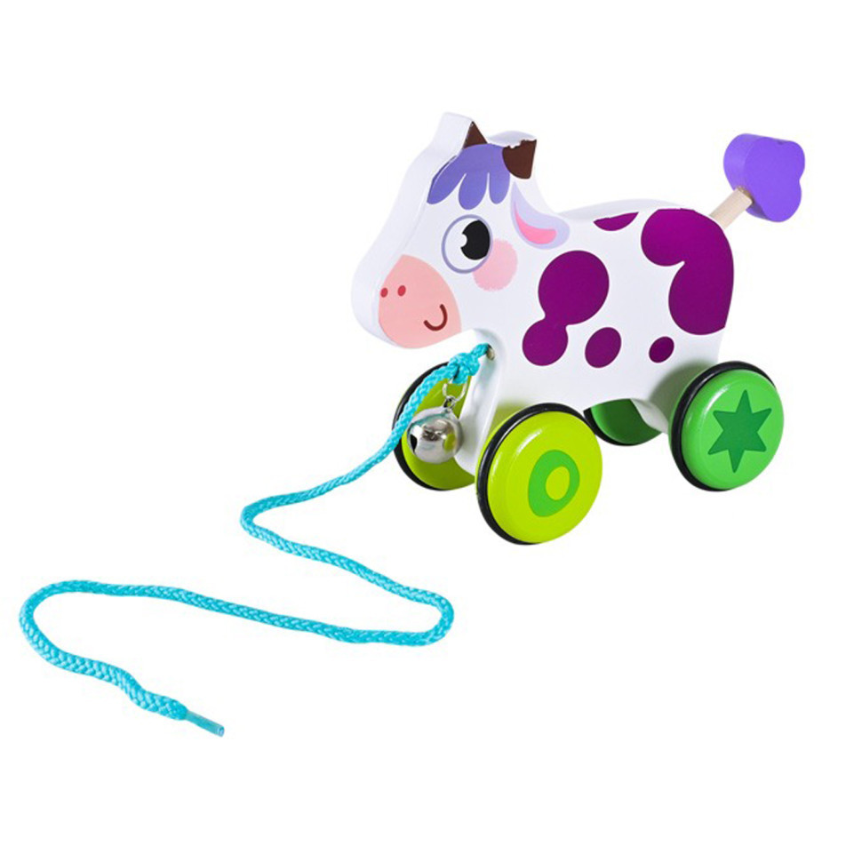 Дитяча дерев’яна каталочка "Корівка" C15030-6 на мотузці Вінниця - фото 1