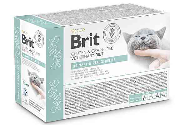 Корм влажный для кошек Brit GF VetDiet Urinary and Stress Relief с индейкой, 12 x 85 г Винница
