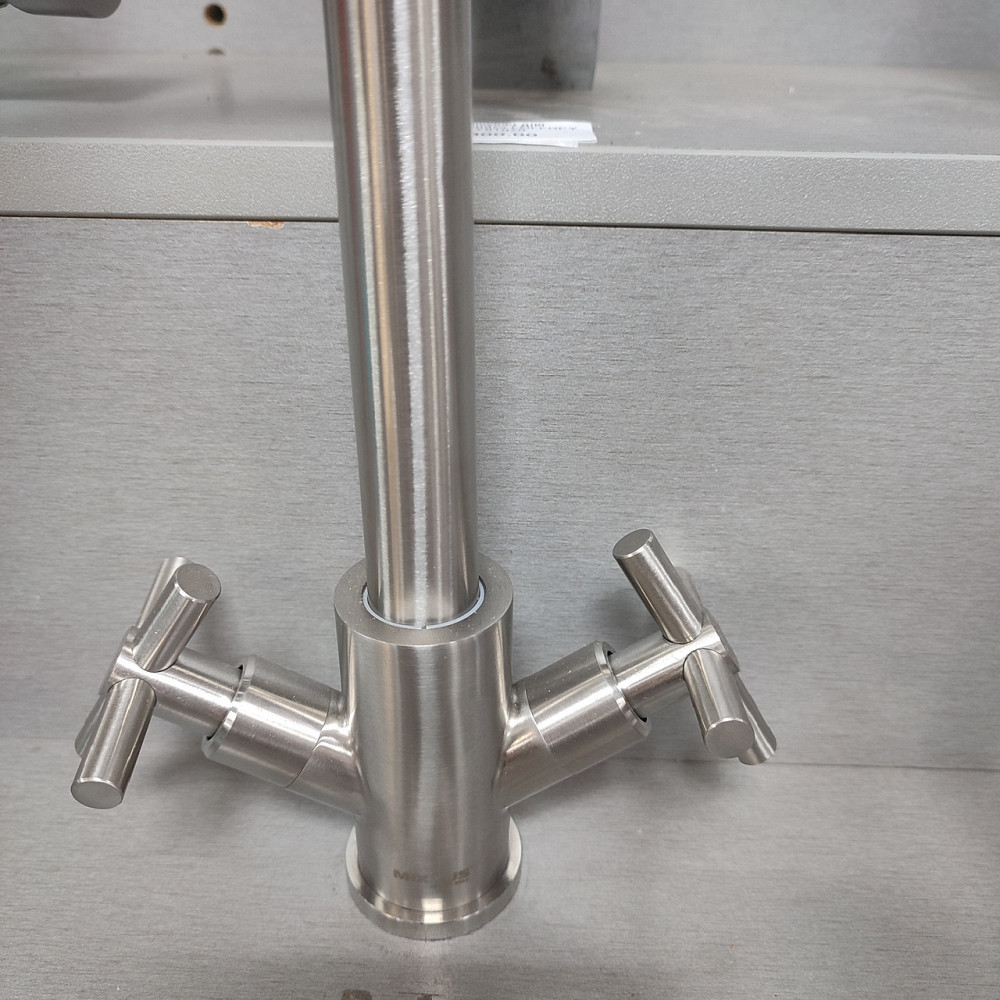 Змішувач для кухні MIXXUS DVE-011, ручки крест, з нерж. сталі Харків - фото 3