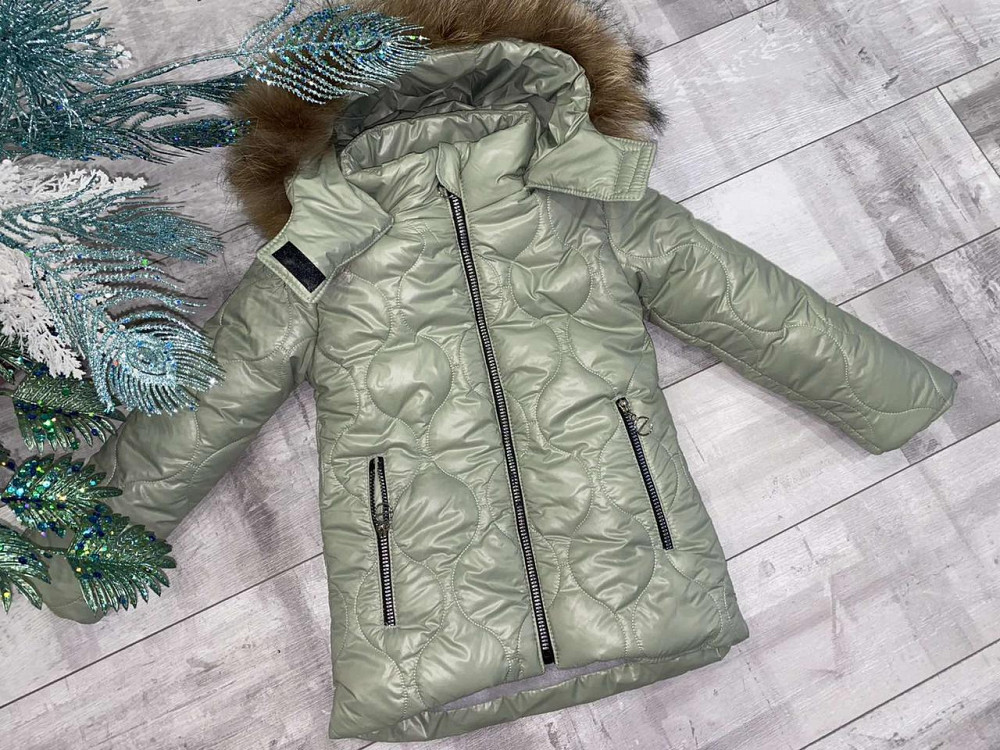 Зимова куртка на дівчинку в зеленому кольорі 140 Миколаїв - фото 1