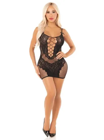 Сукня Leg Avenue Lace and Net Mini Dress with Dual Strap One Size, Black Львів