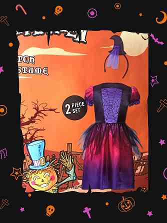 Дитяча сукня Відьми з обручем для дівчинки на Хелловін розмір 6-8 років фіолетове Київ