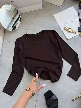 Жіночий базовий лонгслів із віскози Шоколад Одеса