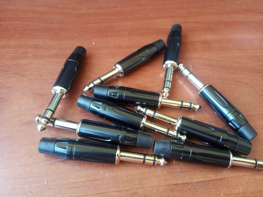 Штекер 6,3 мм стерео, gold, метал корпус, чорний Полтава - фото 1