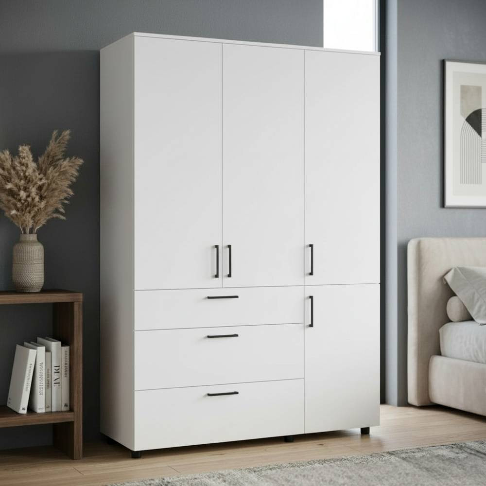 Шафа для одягу Doros Торн Білий 3 ДСП/3Ш (штанга) 135х51.6х200 (DRS-012057) Львів - фото 1