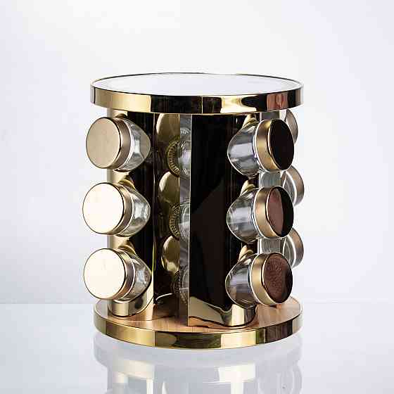 Yiwu Набір баночок для спецій 12 шт. по 100 мл на підставці з дзеркалом та LED-підсвіткою HP-13 Коломия