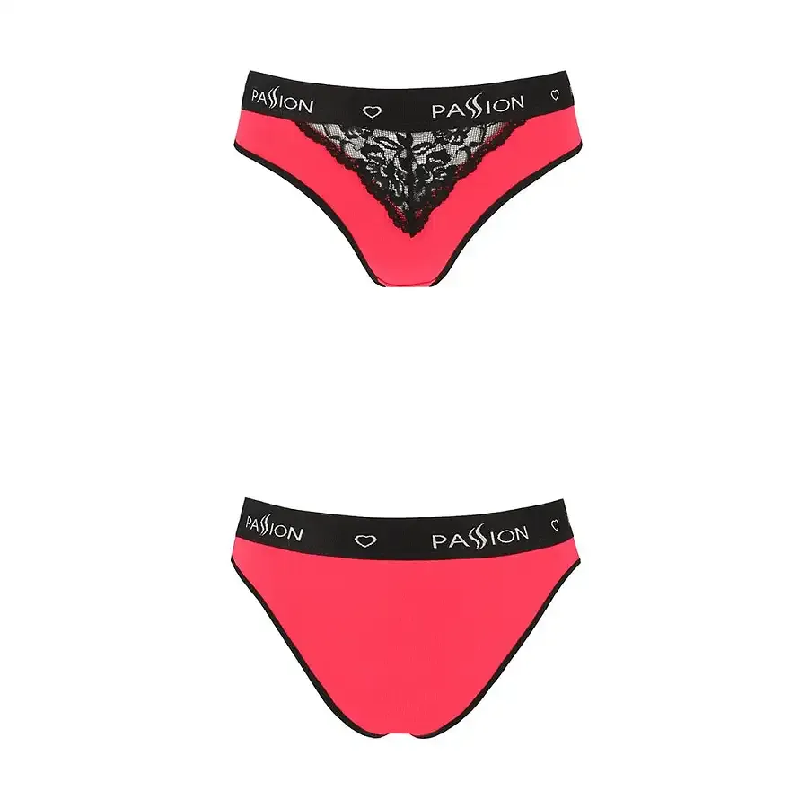 Трусики з широкою гумкою і мереживом Passion PS001 PANTIES M, red-black Львів - фото 4