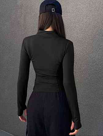 Стильний жіночий лонгслів із довгим рукавом на блискавці пума Чорний, 46 Одеса