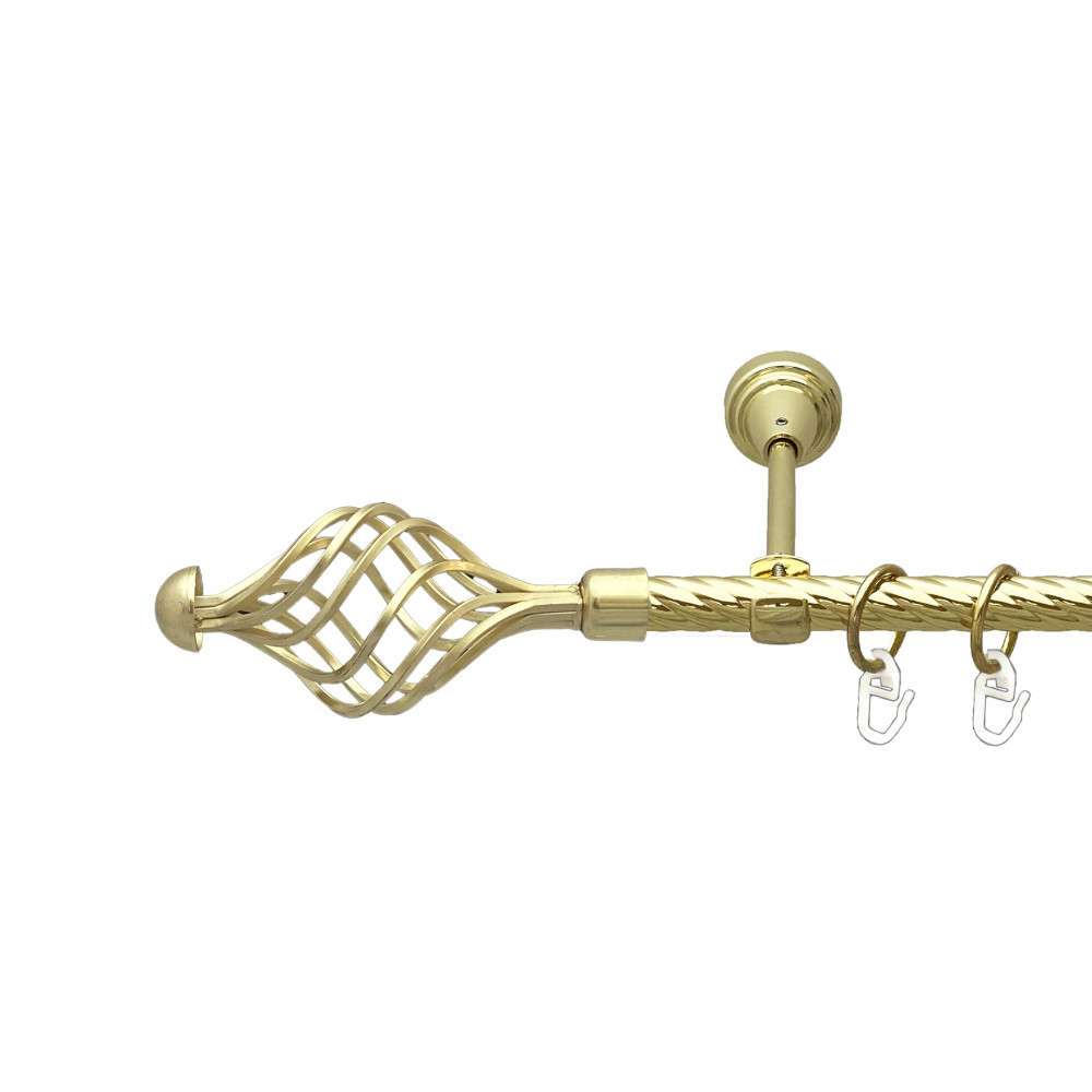 Карниз Orvit Арезо металевий однорядний відкритий скручена труба кільце металеве Золото 16 мм 300 см (00-00024747) Львів - фото 1