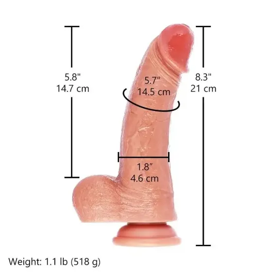 Фалоімітатор для секс-машин Hismith 8.25" Dual-density dildo with veins, система KlicLok Львів