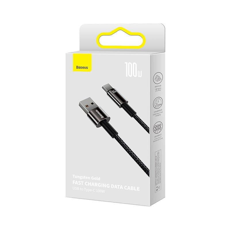 Кабель Baseus Type-C Tungsten Gold CAWJ000101 100W, 2 м, чорний Винница - изображение 8