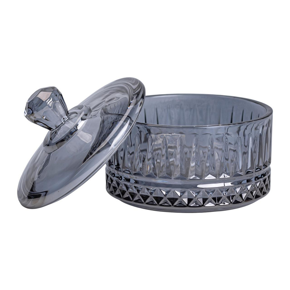 Yiwu Цукерниця з кришкою Ø 10 см скляна Сіра HP-YH-78 Київ - фото 4