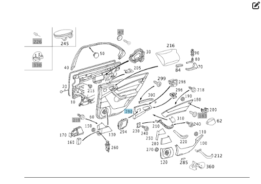 Mercedes-Benz  A2207307231 9D12 Накладка на карті задніх правих дверей колір антрацит S-class short W220 Одесса