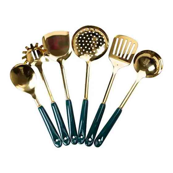 Набір кухонного приладдя на підставці 7 предметів кухонні аксесуари на підставці Смарагдовий HP-20-67 Коломия