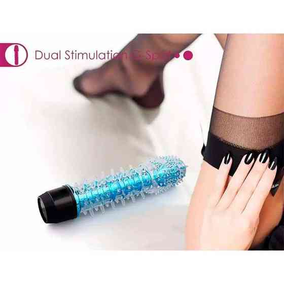 Гелевий вібратор із шипами блакитний Вінниця