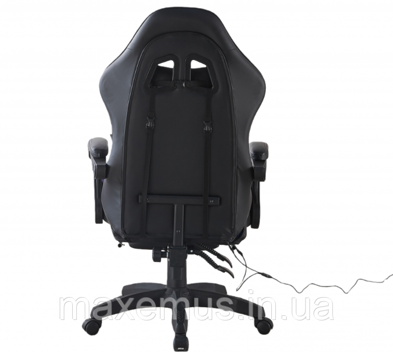Игровое геймерское кресло Bonro B-144 Черное с RGB-подсветкой, массажем и подножкой для ПК Мостиська - фото 14