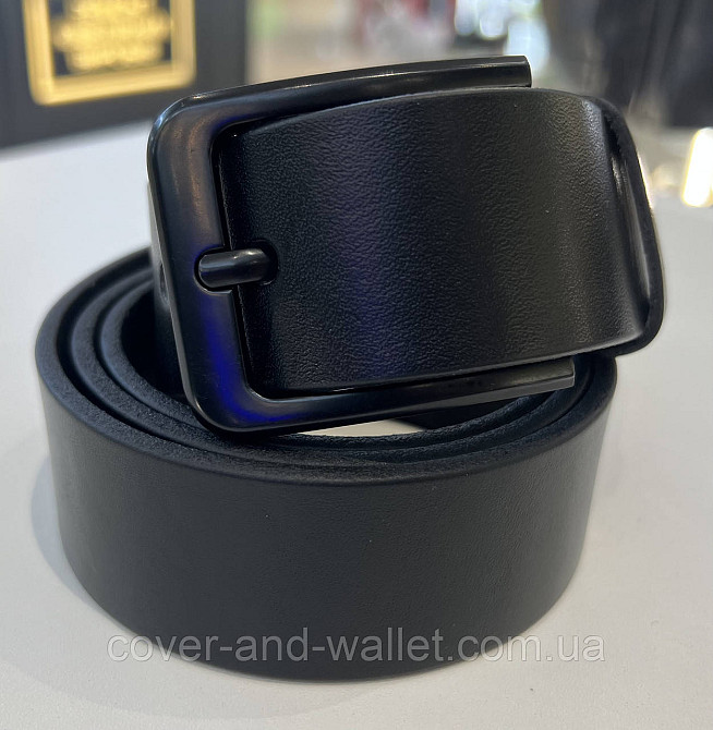Стильний чоловічий ремінь під джинси з натуральної шкіри з чорною пряжкою  40 мм PS Leather Київ - фото 10