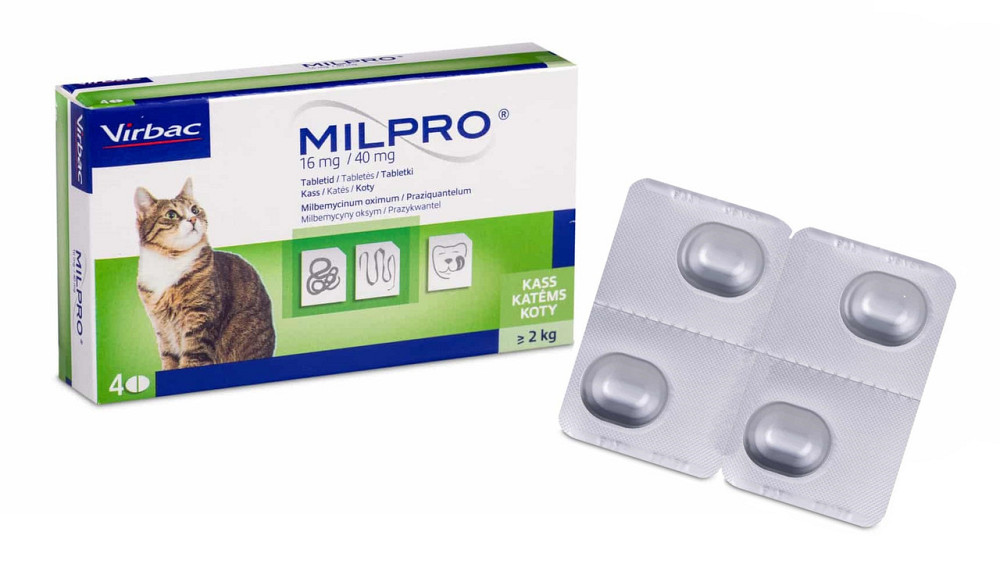 Мілпро Milpro 16 мг/40 мг для котів 2 - 8 кг (№4 таблетки) Вінниця - фото 1
