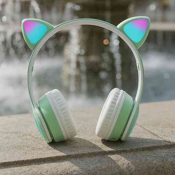 Бездротові навушники з котячими вушками, VZV-23M, Зелені / Дитячі Bluetooth навушники з мікрофоном Київ