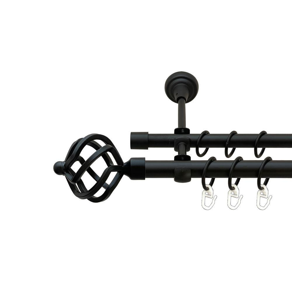 Карниз Orvit Ажур металевий дворядний відкритий гладка труба кільце металеве Чорний Оксамит 19\16 мм 160 см (00-00020913) Львів - фото 1