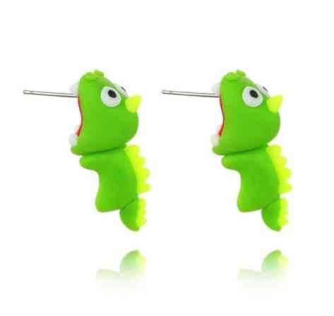 Сережки динозавры, салатовые - длина 3см, полимерная глина, ручная работа Киев