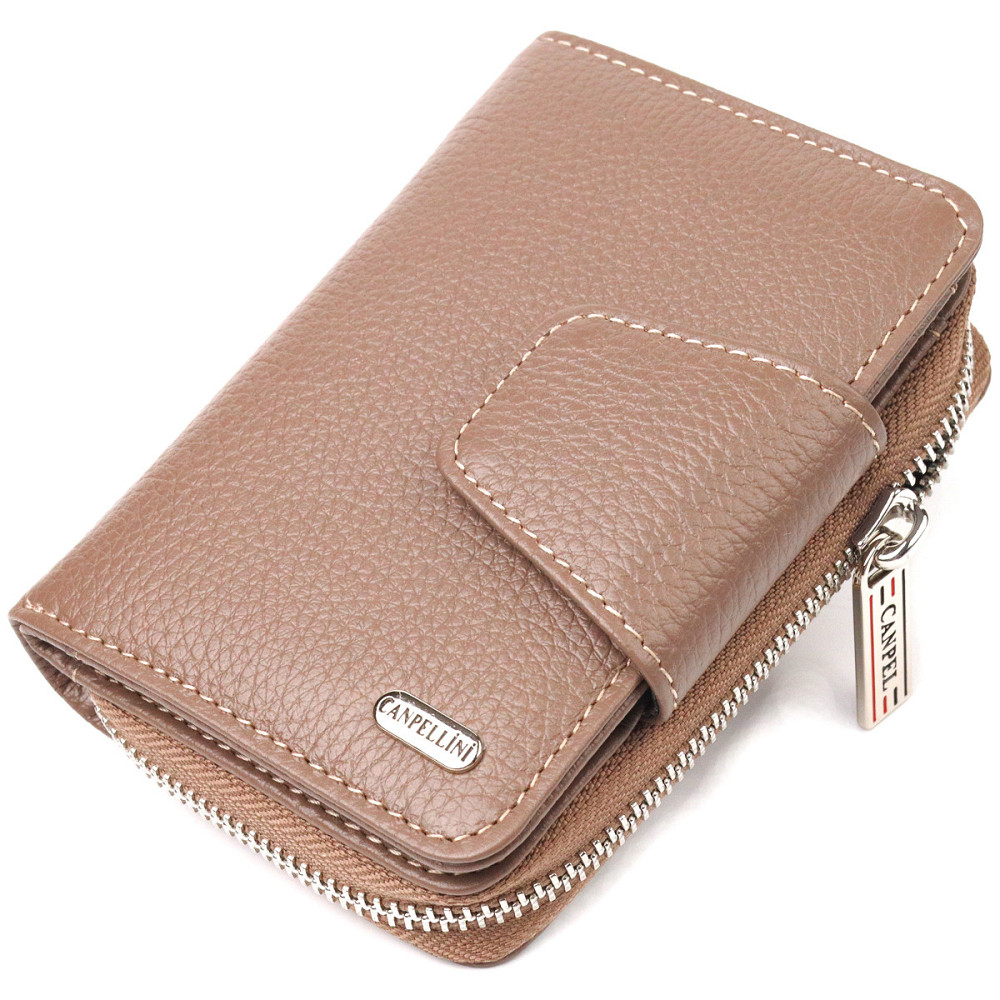 Надійне вертикальний портмоне для жінок з монетницею на блискавці з натуральної шкіри флотар CANPELLINI 21606 Бежеве Київ - фото 1