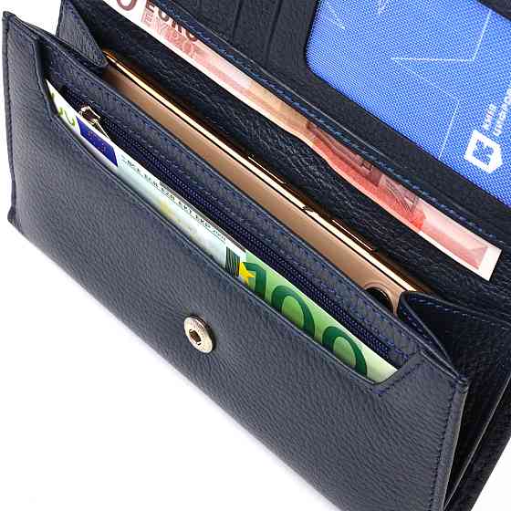 Надійний портмоне унісекс із натуральної шкіри флотар Синє (CANPELLINI) Київ