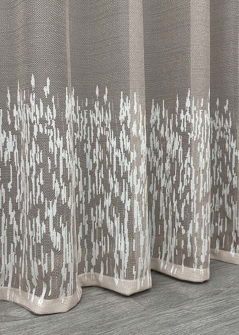 Тюль жакард колір білий з пудровим 1676т Київ - фото 5