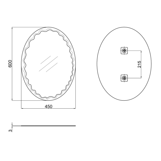 Дзеркало настінне Zerix FUSION MOZ02-450x600 овальне з декором   ( ZX5630 ) 34178 Харків