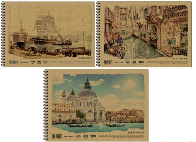 Альбом для малювання "Графіка" спіраль 40арк 120г/м AR4740 крафт, шт Київ - фото 1