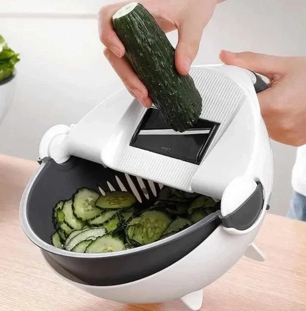Многофункциональная овощерезка с дуршлагом Basket Vegetable Cutter 7 в 1: 7 лезвий, корзина для промывки, ручная Одесса - изображение 5