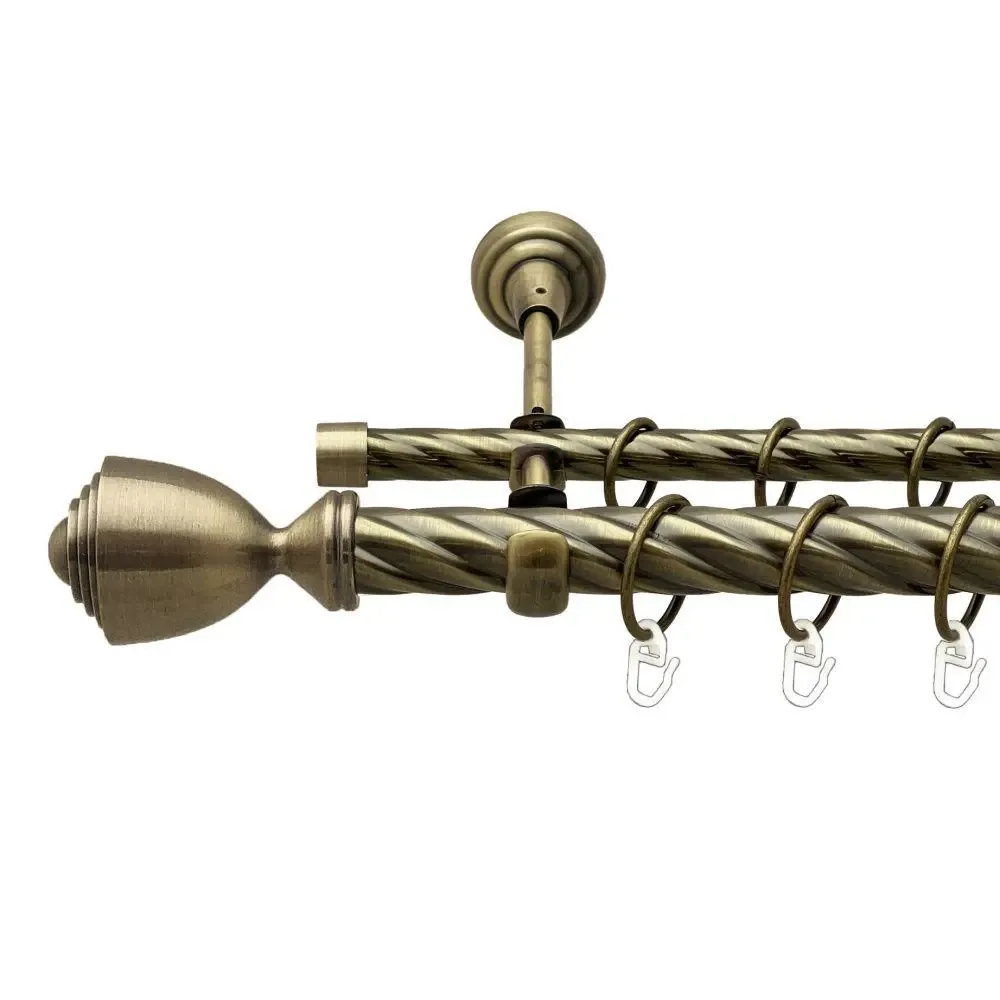 Карниз Orvit Палаціо металевий дворядний відкритий скручена труба кільце металеве Антик 25\16 мм 300 см (00-00018092) Львів - фото 1