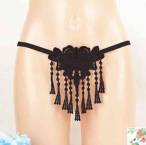 Еротичні стрінги з бусинками чорні - розмір універсальний (на резинці), 15% нейлон, 85% поліестер Київ