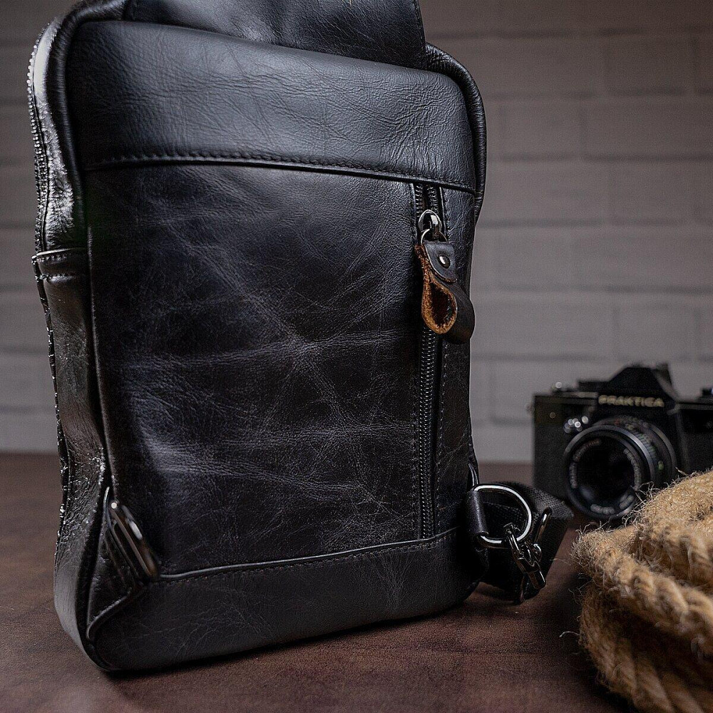 Сумка через плече чоловіча Vintage 14777 Чорна Київ - фото 6