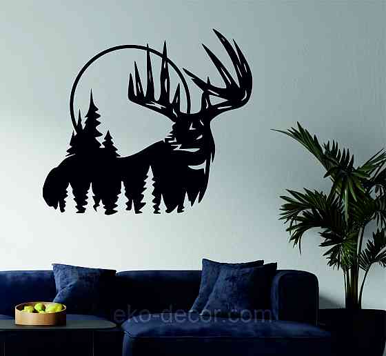 Декоративное настенное Панно «Олень» Декор на стену 70*63 см., Черный Киев