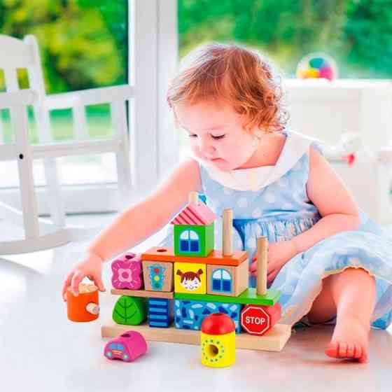 Дерев'яна пірамідка Viga Toys Городок (50043) Харків