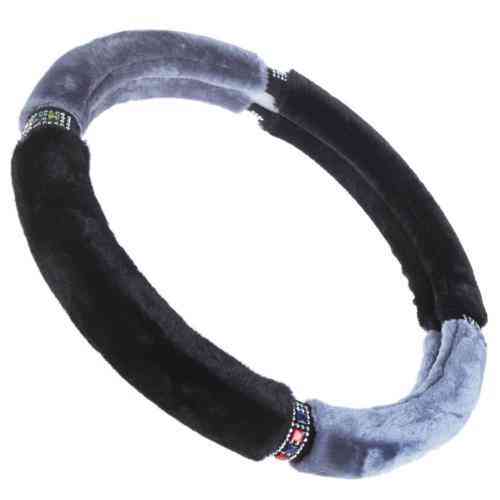 Чохол на кермо VLOD-F93 BK/GY M чорний з сірим мехом Харків