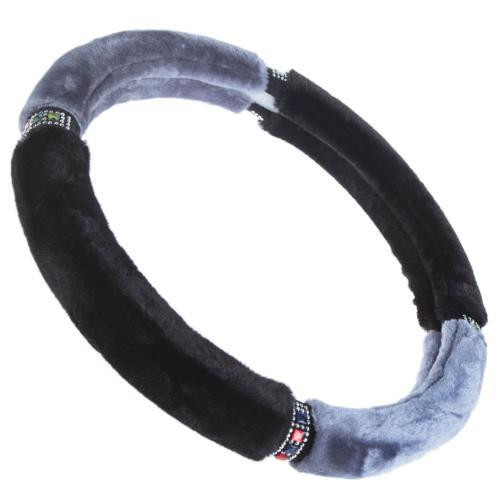 Чохол на кермо VLOD-F93 BK/GY M чорний з сірим мехом Харків - фото 5