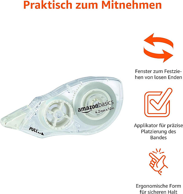 Корректирующая лента AmazonBasics EUAZTW10PK прозрачная 4.2 мм x 10 м уп.10 Киев - изображение 6