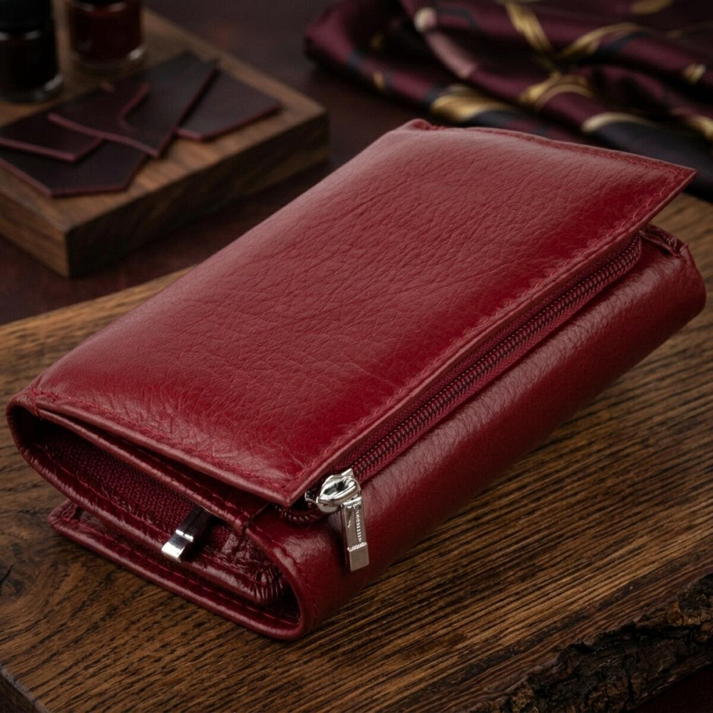 Горизонтальное портмоне из кожи женское на магните ST Leather 19333 Бордовое Киев - изображение 14