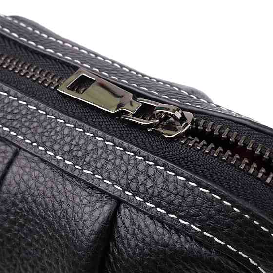 Женская сумка из мягкой натуральной кожи с акцентом на драпировку Vintage 22896 Черный Киев