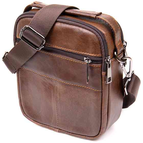 Компактний месенджер на два відділення чоловічий Vintage 20396 Коричневий Київ